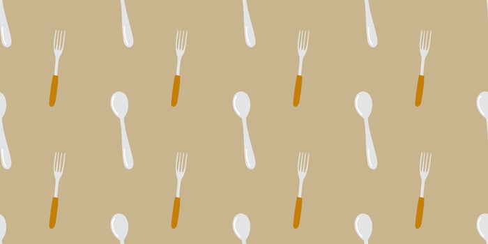 Colorful pattern of utensils on a beige background suitable for kitchen decor vector