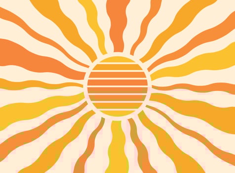 An illustration of a sun with stripes vector