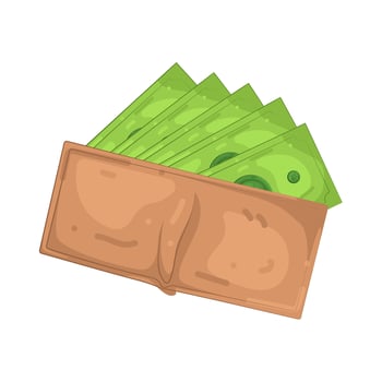 Illustration of money on wallet vector