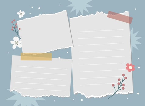 Journaling set featuring notes designed to look like torn paper ideal for scrapbooking planners and crafts with a natural handmade aesthetic and textured paper look vector
