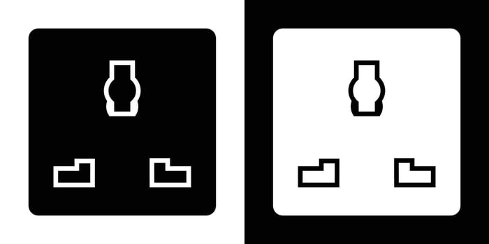 Black and White Outlet Symbol Icon Representing Electrical Connectivity vector