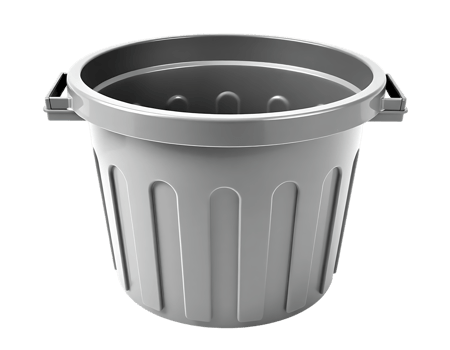 Gray Plastic Trash Can with Handles png