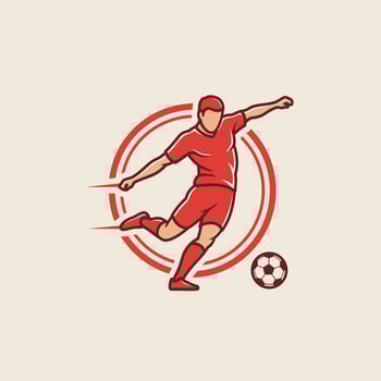 Soccer player kicking the ball logo design vector