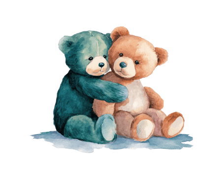 Hugging teddy bears in a warm friendship card design png