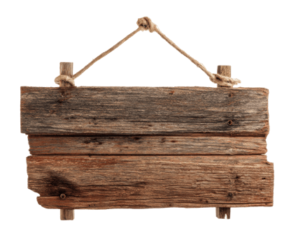 Rustic wooden sign for outdoor decor or signage purpose png