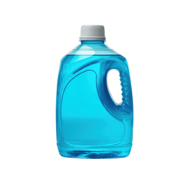 Bright blue liquid detergent bottle for household cleaning needs png