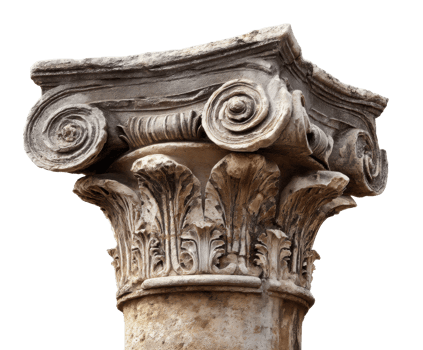 Historic Corinthian column detail in classical architecture setting png