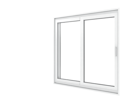 A bright white sliding window with transparent glass on a transparent backdrop png