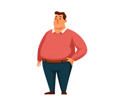 Casual character design of a confident man in a red shirt png