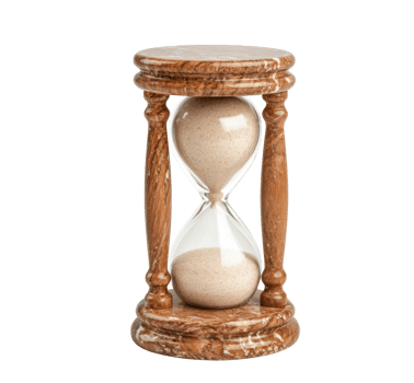 Wooden hourglass representing time and mindfulness png