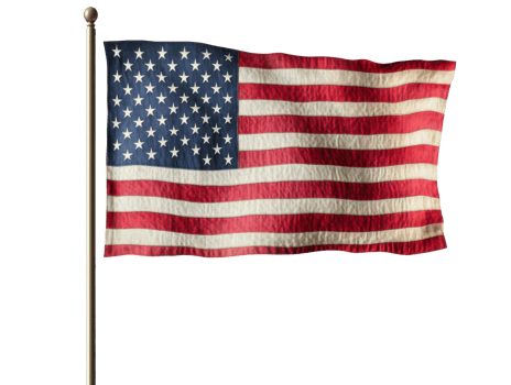 American flag waving proudly in the wind during a sunny day png