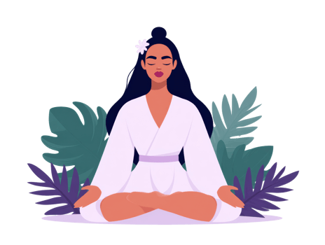 Meditation among tropical plants for relaxation and wellness png