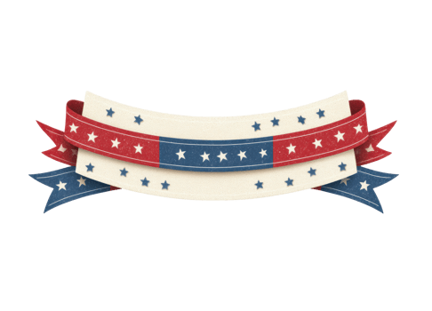 Decorative ribbon with red, white, and blue stars for celebration png