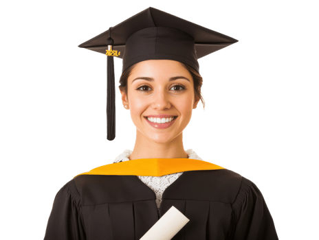 Graduation celebration with proud young woman holding diploma png