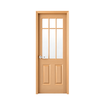 Elegant Wooden Door with Glass Panels png