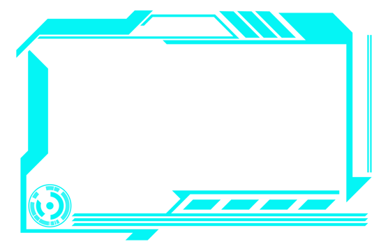 Blue technology frame, modern gaming monitor, futuristic graphic elements, transparent background png