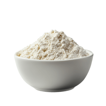 transparent bowl filled with a pile of flour isolated against a clean alpha layer background for culinary use, Pile of flour in transparent bowl isolated on alpha layer png