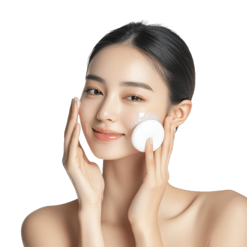 Beautiful young Asian woman engaging in facial cleansing routine in a studio setting during the daytime, Studio shot Beautiful young Asian woman with clean fresh png