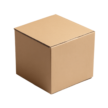 Empty closed cardboard box mockup file featuring a simple unbranded design on a transparent background, empty closed cardboard box mockup, file of isolated object with shadow on transparent background png