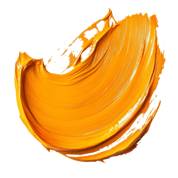 Thick and voluminous stroke of orange oil paint applied on canvas showcasing vibrant texture and color depth, thick voluminous stroke of orange oil paint, file of isolated object on transparent png