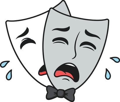 Comedy and Tragedy Masks Icon for Theater Drama Emotions Symbol Illustration vector