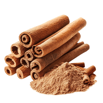 Stacked cinnamon sticks with flavorful powder arranged on a transparent background for culinary uses and decoration, cinnamon sticks stacked and powder on transparent background png