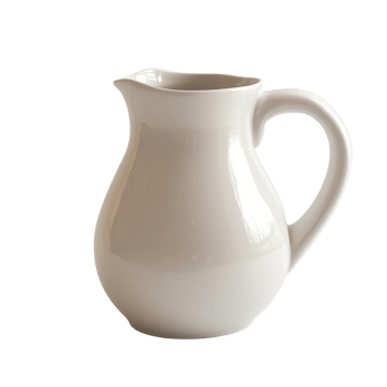 A simple ceramic milk jug resting on a clean transparent background for kitchen decoration and culinary use, milk jug on transparent backgroundfile png