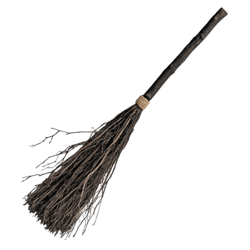 Realistic witch broom made from natural materials on a transparent background for Halloween or witchcraft decoration, Realisitc Witch broom on transparent background png