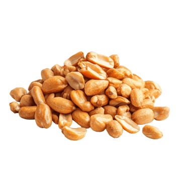 Roasted peanuts piled on a transparent background showcasing their texture and color for culinary use or snacking, Roasted peanuts isolated on transparent background png