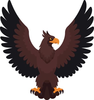 Fierce brown eagle with spread wings and sharp claws illustration of powerful bird of prey vector