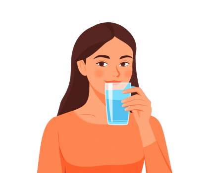 Young woman enjoying a refreshing drink in a casual setting png