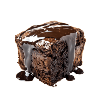 Decadent molten chocolate cake slice with rich chocolate sauce on a clean transparent background, molten chocolate cake slice isolated on transparent background png