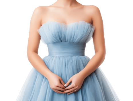 Elegant blue tulle dress for formal events png