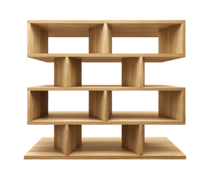 Modern wooden shelf design for contemporary home decor display png