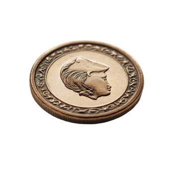 A closeup view of a unique coin resting on a clean transparent background, symbolizing investment and financial growth opportunities, coin on transparent backgroundInvestment concept, money png