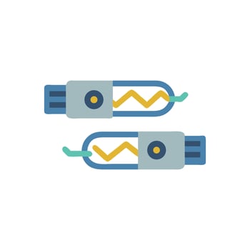 Two stylised USB drives with yellow zigzag line design vector