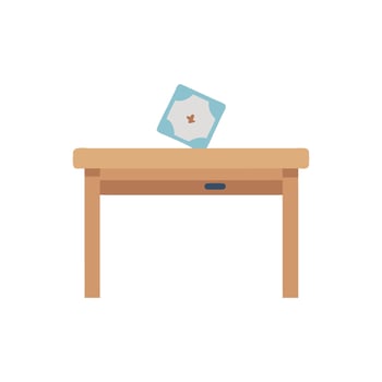 Wooden Table and Paper Flat Lay Illustration against Black vector