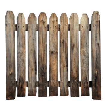 Old wooden fence isolated on a transparent background, showcasing rustic charm and natural aging, old wooden fence isolated transparent background png