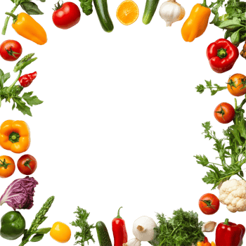 Fresh groceries arranged in a vibrant frame with ample copy space for recipes or menus, Frame made of of fresh groceries and copy space png