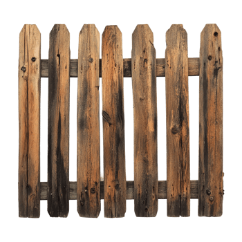 Wooden fence panel against a clean transparent background showcasing rustic charm and natural wood texture, wooden fence on transparent background png
