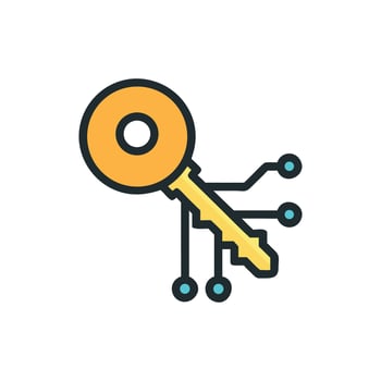 Digital key icon with circuits on White Background vector