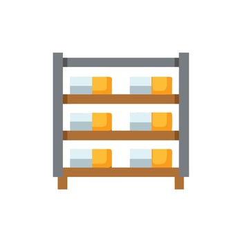 Shelves filled with boxes on White Background graphic style vector