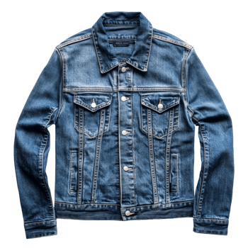 Stylish slim fit blue jean jacket displayed on a clean transparent background for fashion enthusiasts and clothing retailers, Jean Jacket slim fit isolated on transparent background png