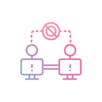 Disconnected communication with caution in digital teamwork concept design vector