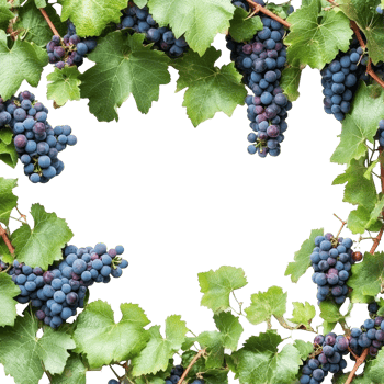 Fresh organic grape vines with ripe clusters on a clean transparent background showcasing natures bounty, Fresh organic grape with leaves on transparent background png