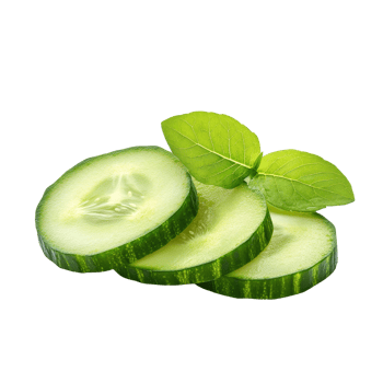 Fresh cucumber slices with green leaves isolated on a clean transparent background for culinary and healththemed presentations, cucumber slices with leaf isolated on transparent background png