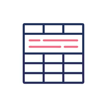Data table illustration with pink text on White Background vector