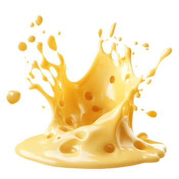 Splash of melted cheese against a clean transparent background, perfect for culinary design or food preparation visuals, Melted cheese splash on transparent background png