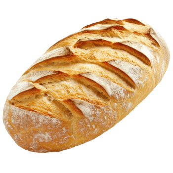 Freshly baked loaf of bread isolated on a transparent background showcasing intricate scoring patterns, dish made of bread, beef, and vegetables top view isolated on transparent background png