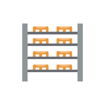Shelves Filled with Orange Items Against White Background vector